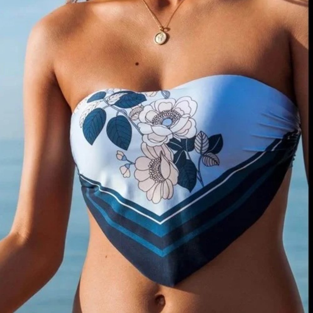 NWT Seafolly X Revolve Powder Blue Splendour Scarf Bandeau
